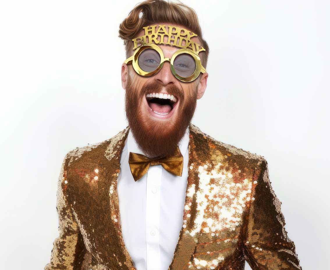 Happy Birthday Glasses, gold
