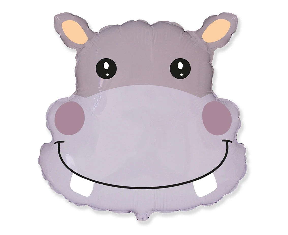 Foil balloon 14" FX - Hippopotamus (head),  unpacked (flat)