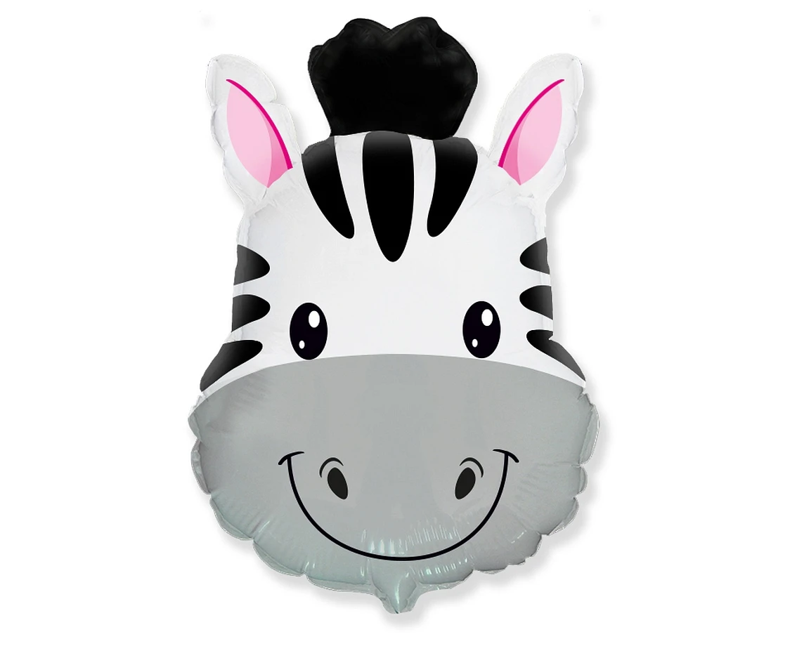 Foil balloon 14" FX - Zebra (head),  unpacked (flat)