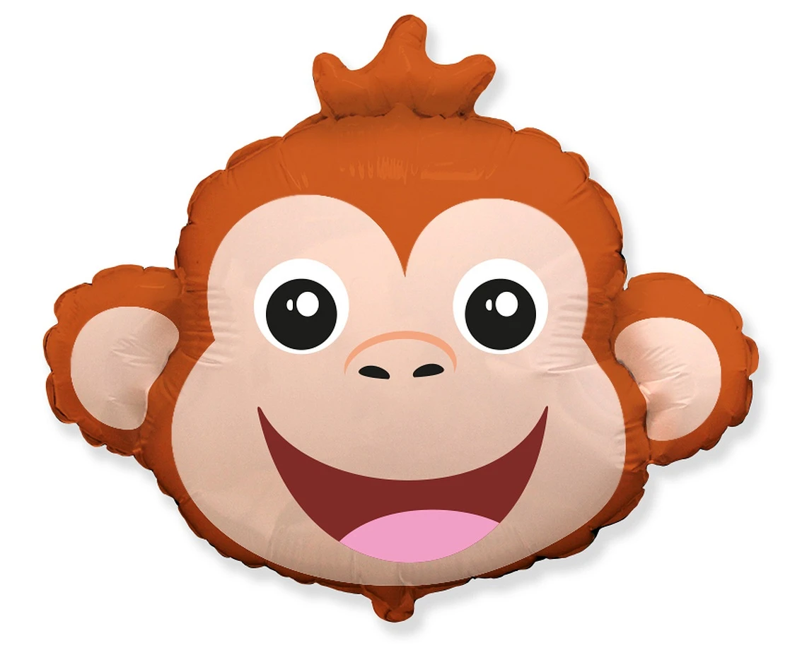 Foil balloon 14" FX - Monkey (head),  unpacked (flat)