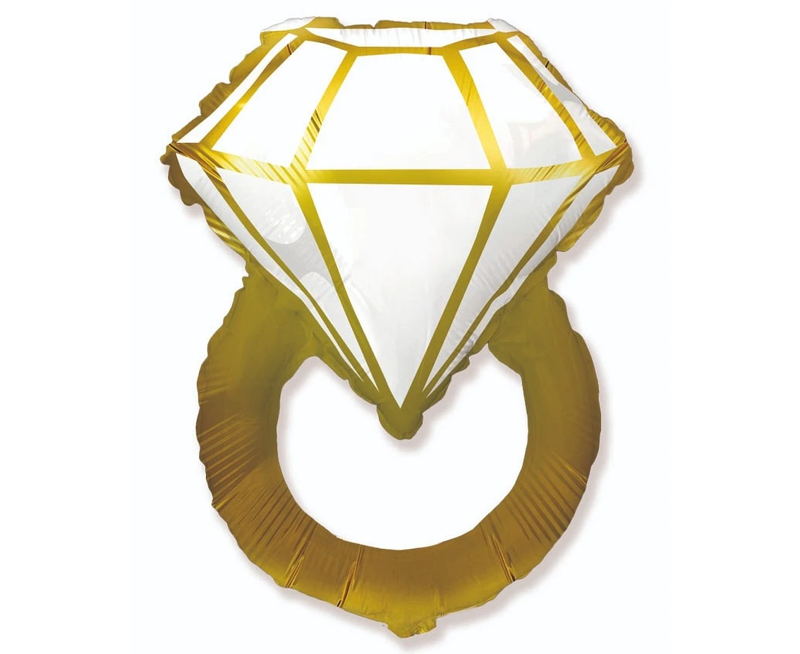 Foil balloon 24" FX - Gold ring,  unpacked (flat) EOL
