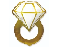 Foil balloon 24" FX - Gold ring,  unpacked (flat) EOL