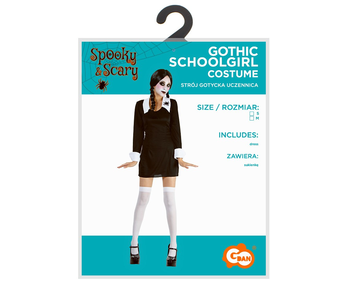 Gothic schoolgirl costume for adult (dress), size S EOL