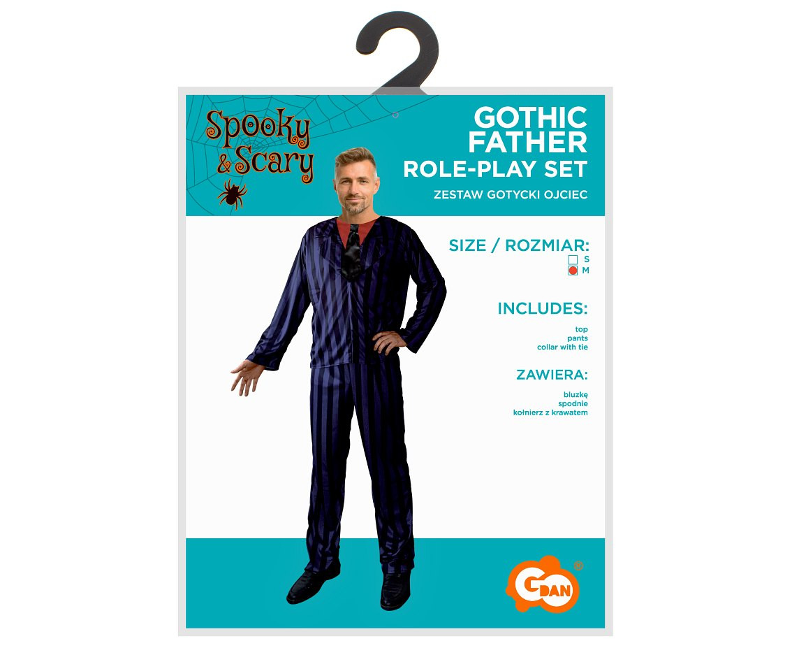 Gothic father role-play set (top, pants, collar with tie) size M