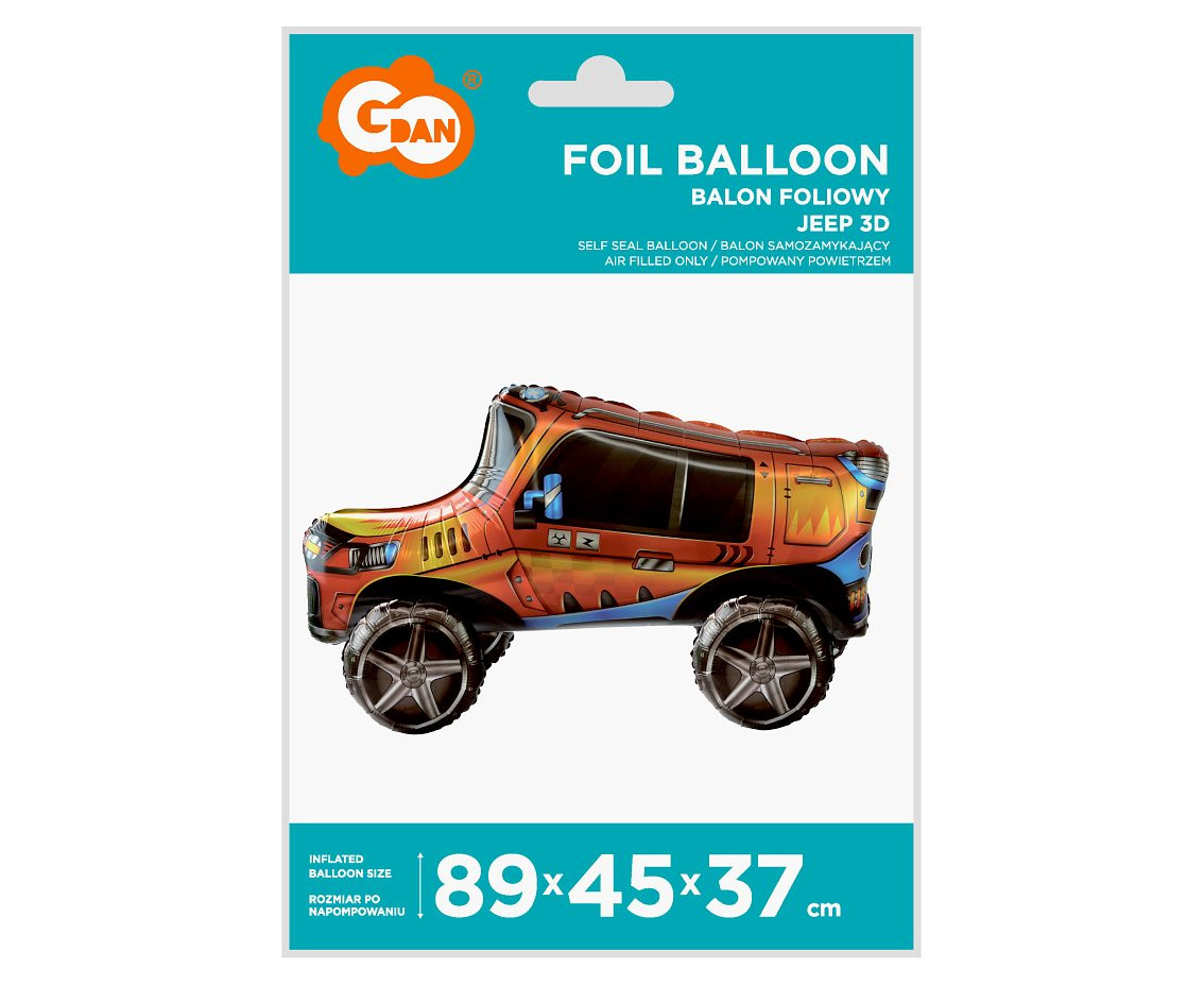 Foil balloon Jeep 3D, 89x45x37 cm EOL