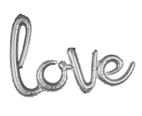 Foil balloon - inscription "Love" silver, 78x53 cm, packaged EOL