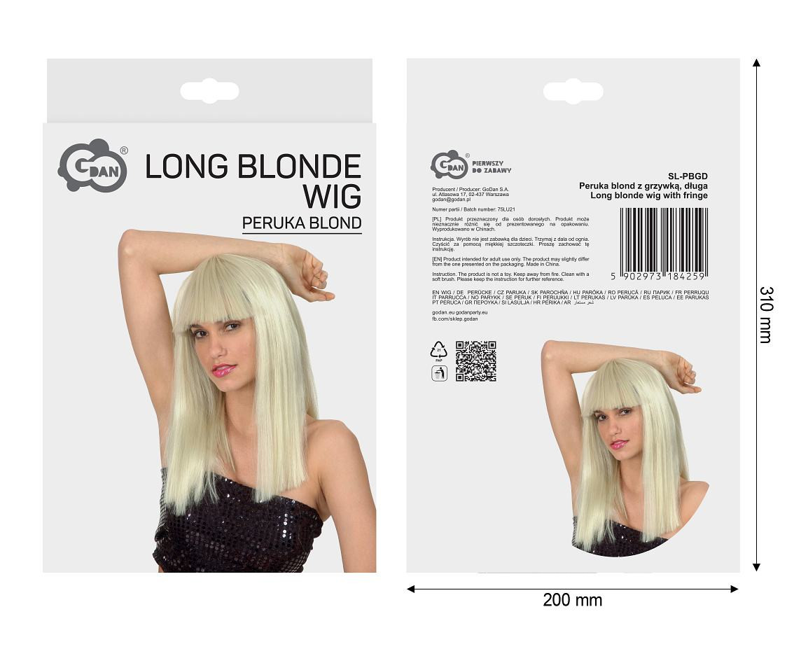 Long blonde wig with fringe