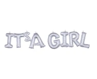 Foil balloon - inscription "It''s a girl" silver holographic, packaged EOL