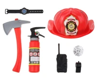 Fireman Set (fire extinguisher, helmet, hatchet, watch, badge, whistle, walkie-talkie)