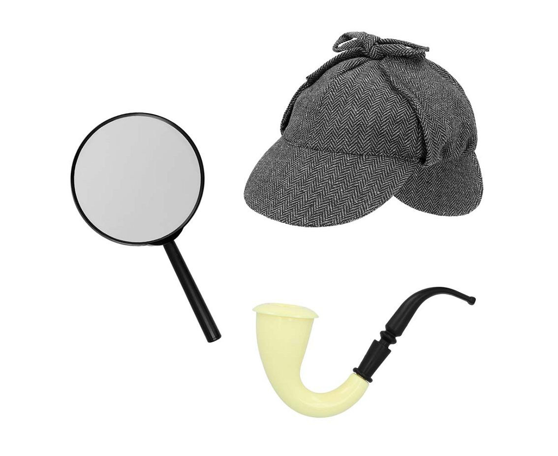 Set Detective (cap, pipe and magnifying glass)