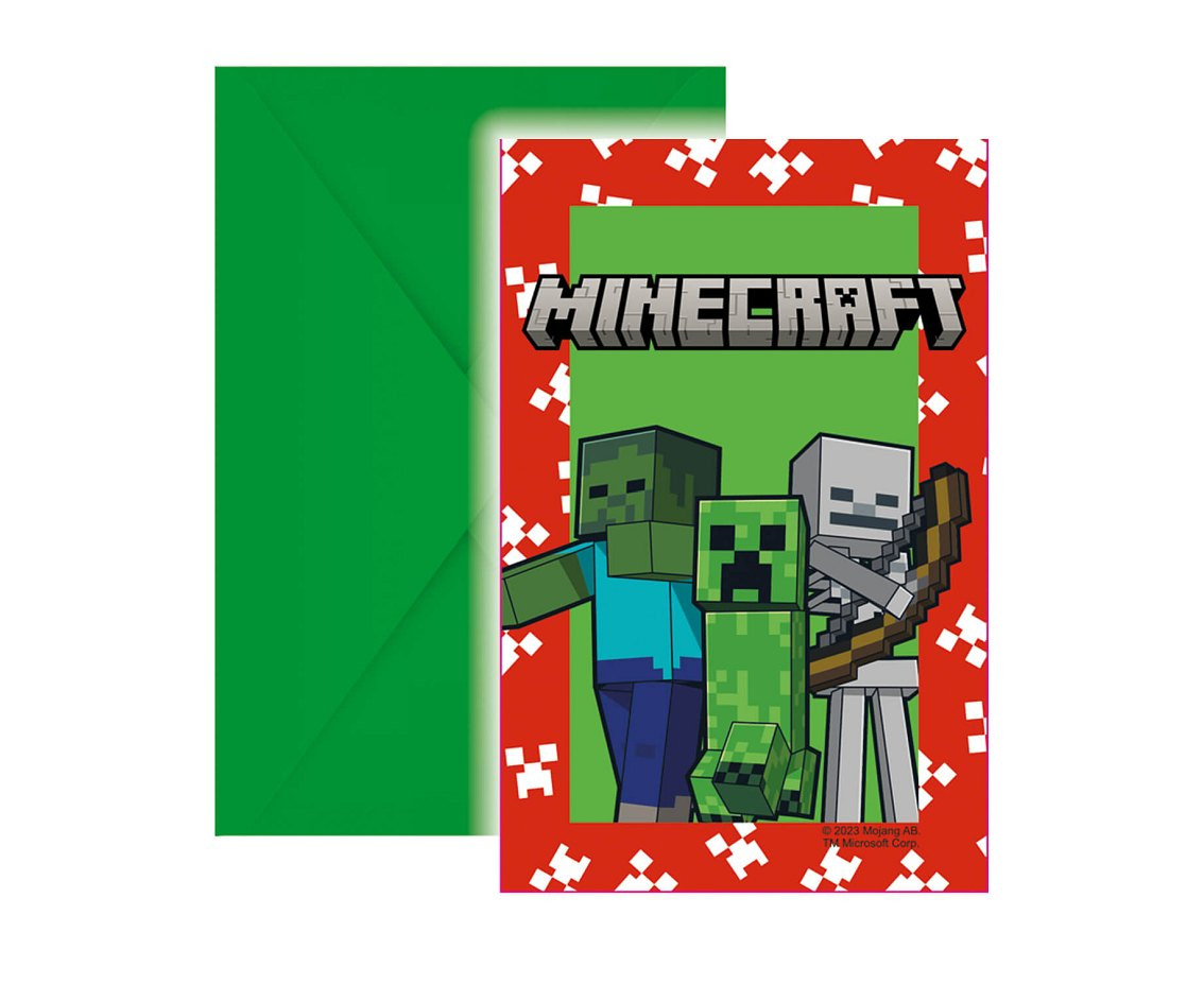 Invitations with envelopes Minecraft, 6 pcs.