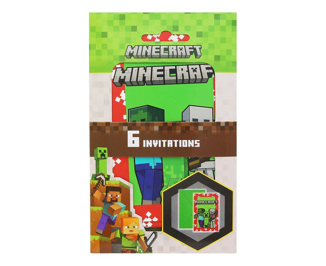 Invitations with envelopes Minecraft, 6 pcs.