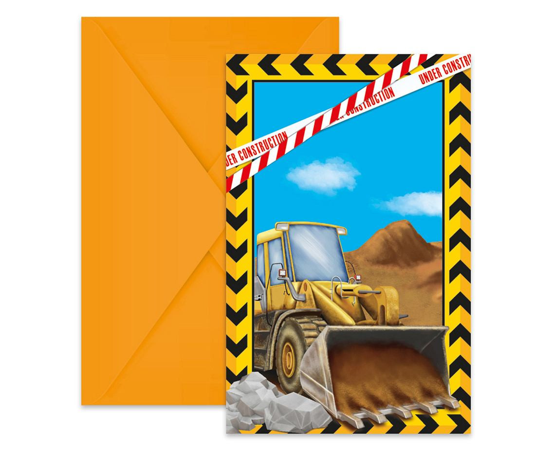 Invitations with envelopes Construction, 6 pcs.
