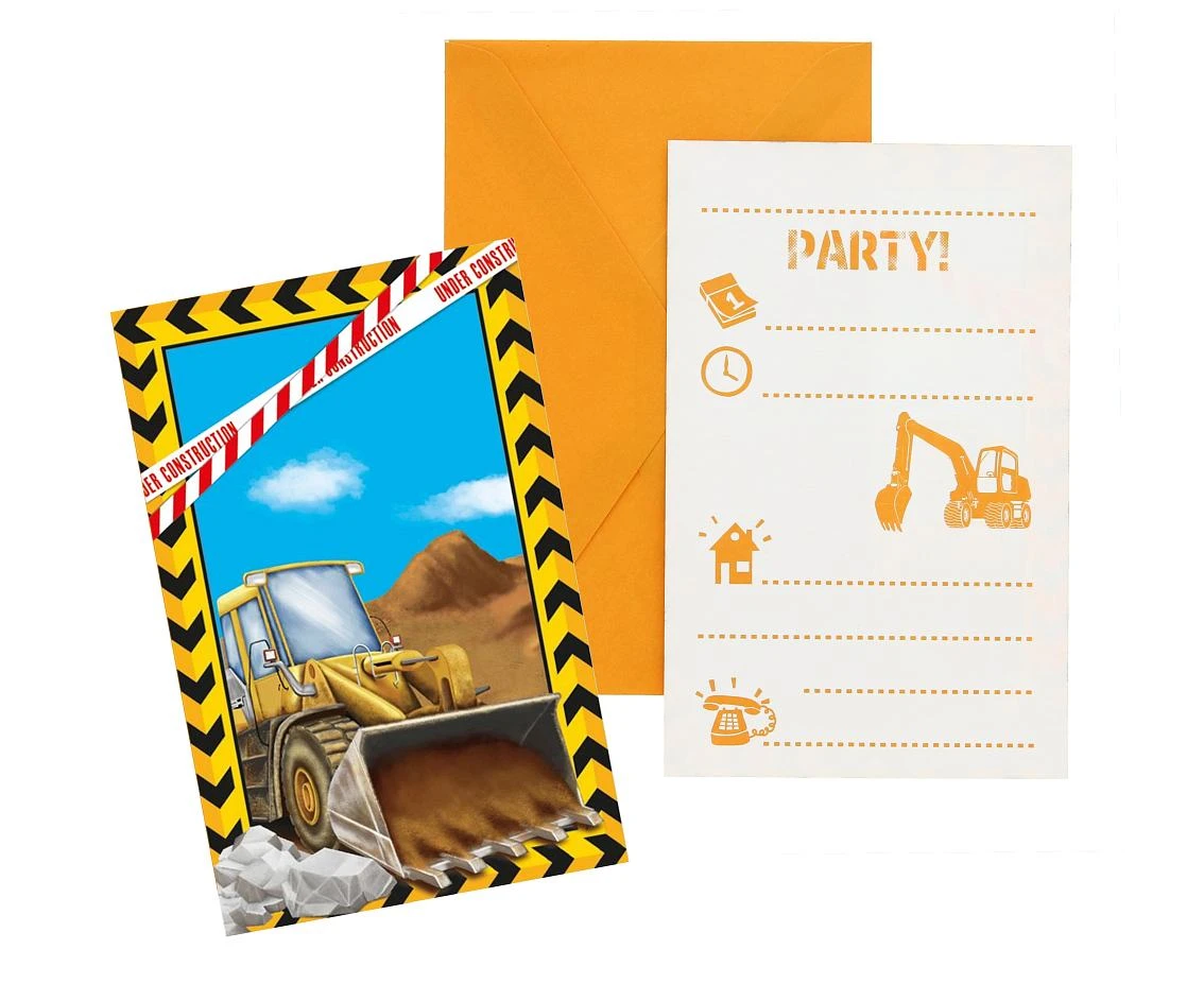 Invitations with envelopes Construction, 6 pcs.