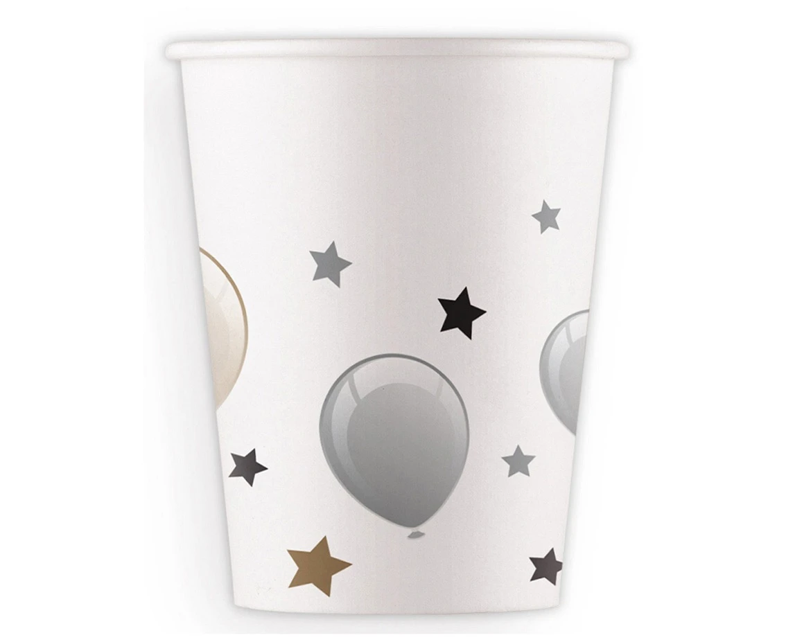 Paper cups (WM) Milestone Happy Birthday, 200ml, 8 pcs. (SUP label)