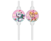 Medallion paper drinking straws Paw Patrol Skye And Everest, 4 pcs.