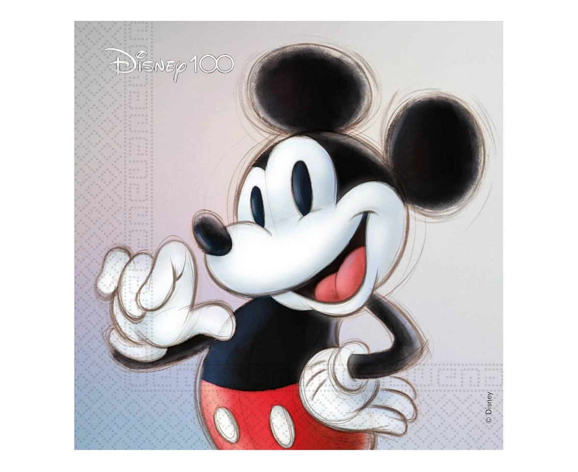 Paper napkins Disney 100 - Mickey, 33x33 cm, 20 pcs. EOL