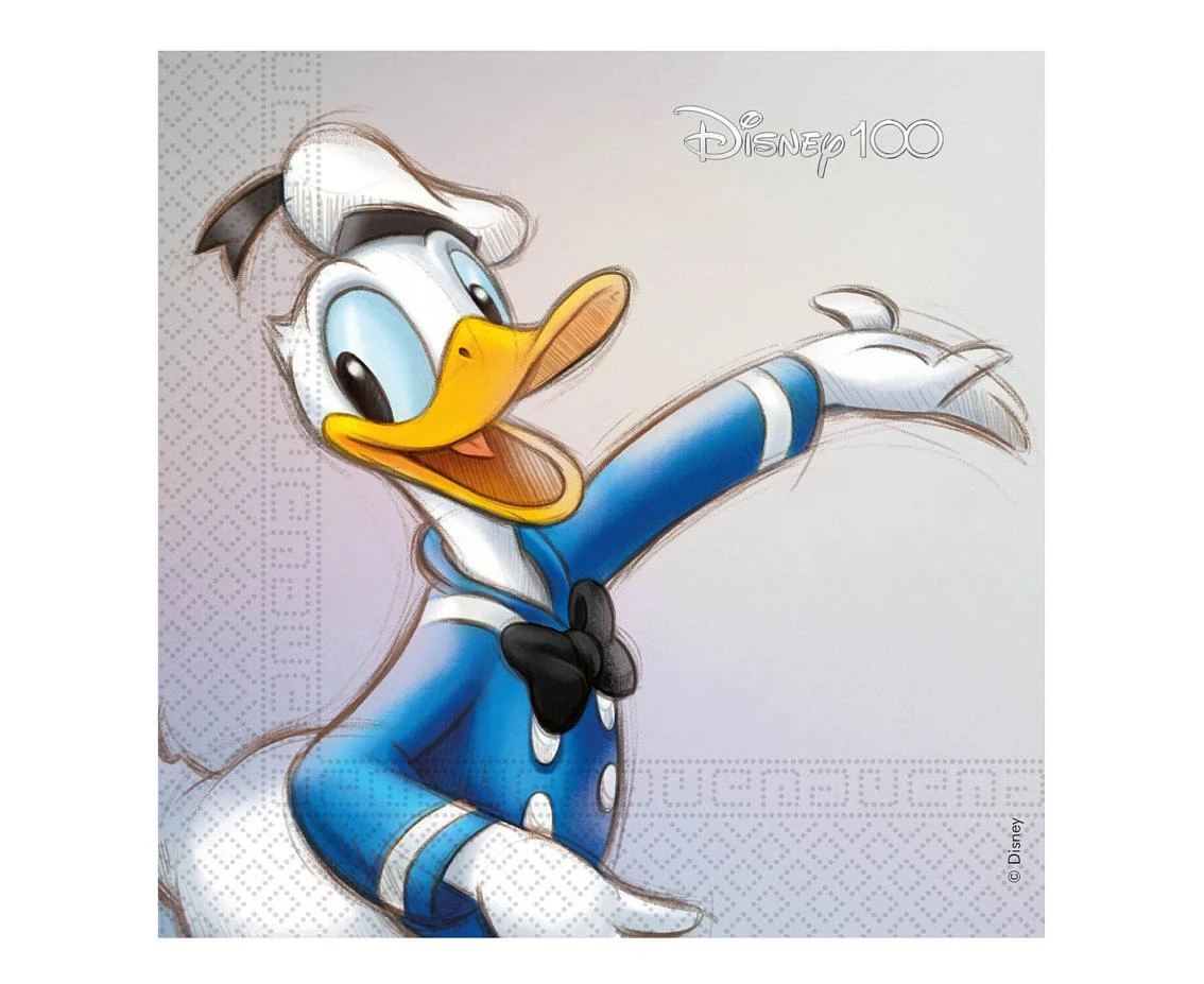 Paper napkins Disney 100 - Donald, 33x33 cm, 20 pcs. EOL