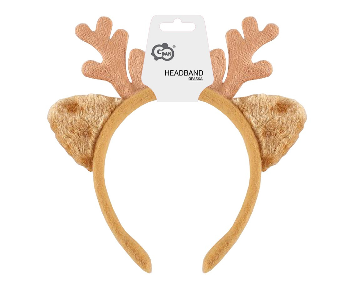 Reindeer headband with horns, light brown