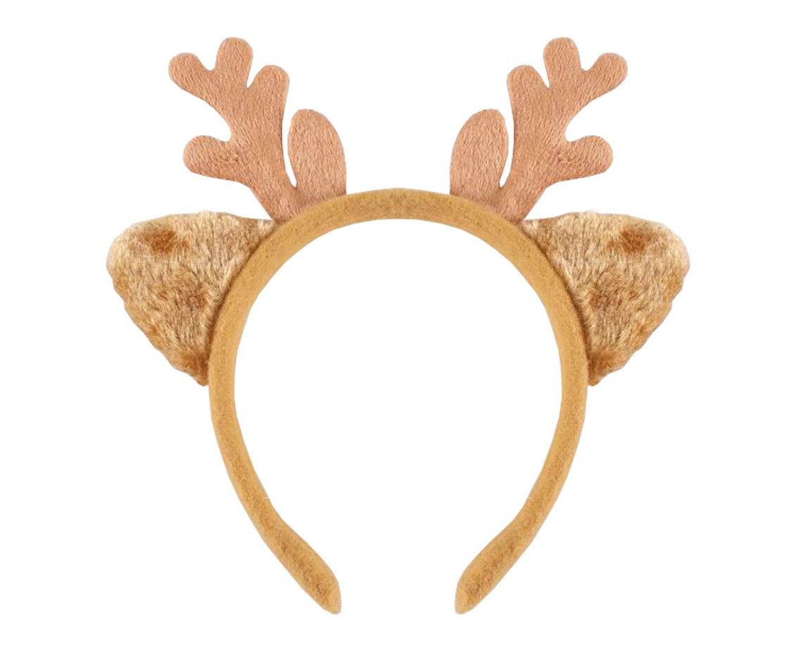 Reindeer headband with horns, light brown