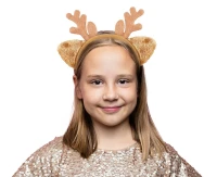 Reindeer headband with horns, light brown
