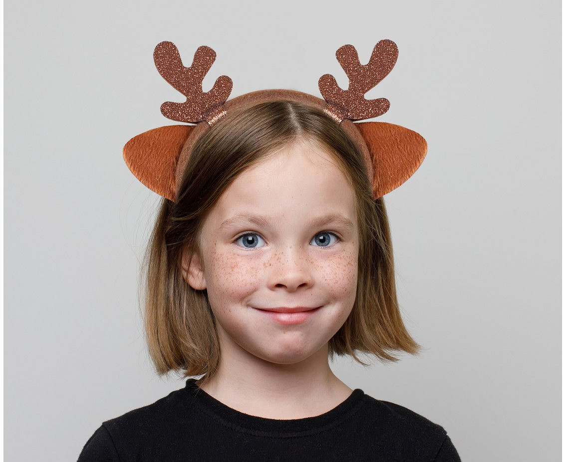 Reindeer headband with horns, brown