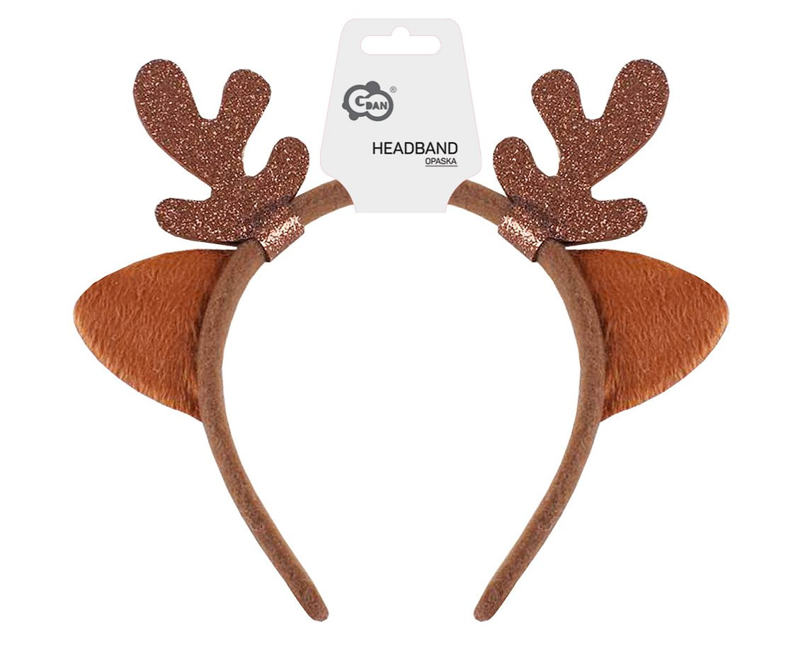 Reindeer headband with horns, brown