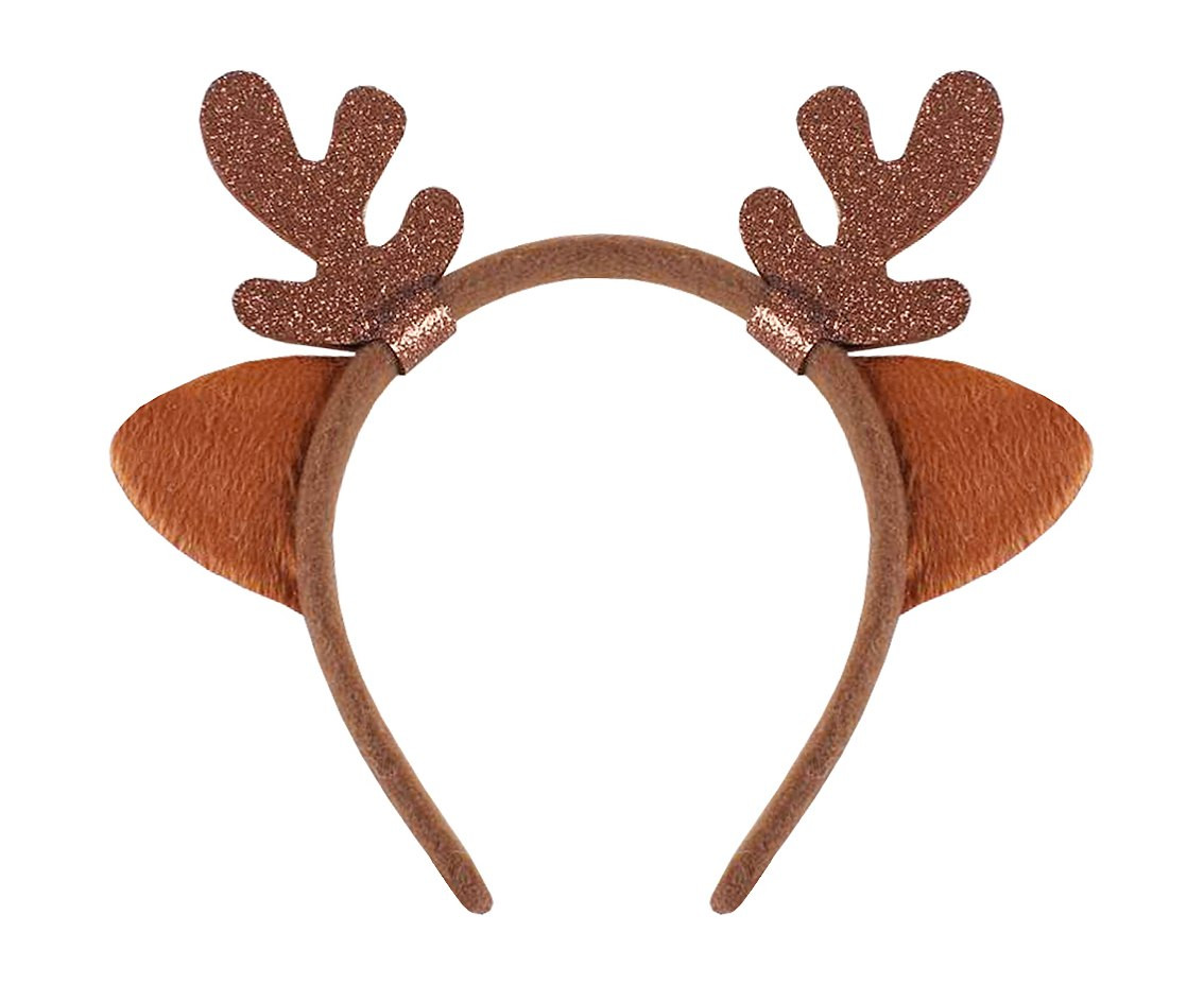 Reindeer headband with horns, brown