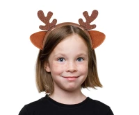 Reindeer headband with horns, brown