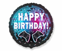Foil balloon 18" FX - Happy Birthday - Controller (Gamepad),  unpacked (flat)