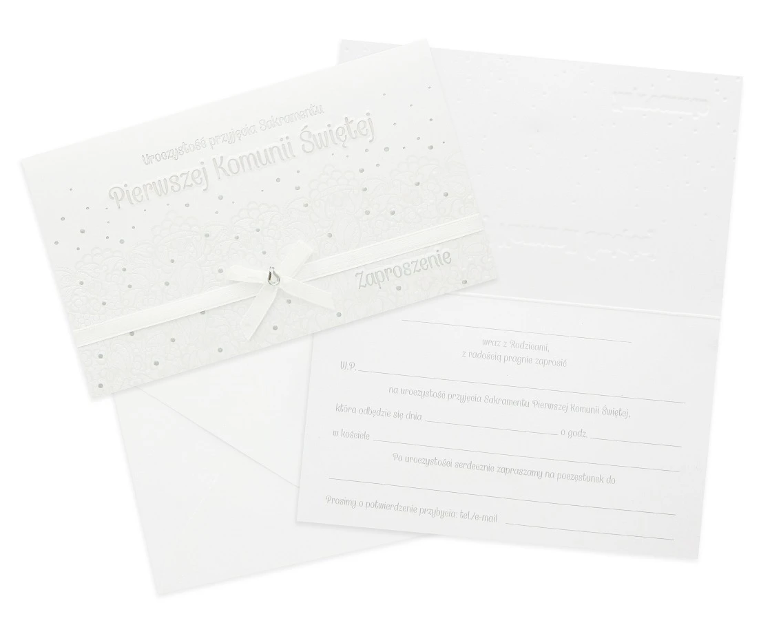 Invitation First Holy Comunion with bow, 5pcs.