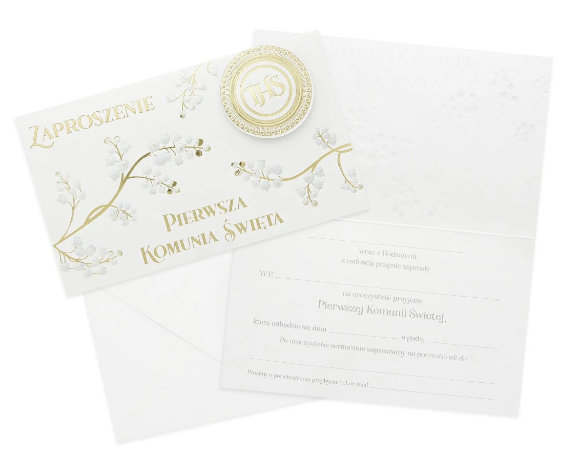 Invitation for First Holy Comunion with twig, 5 pcs.
