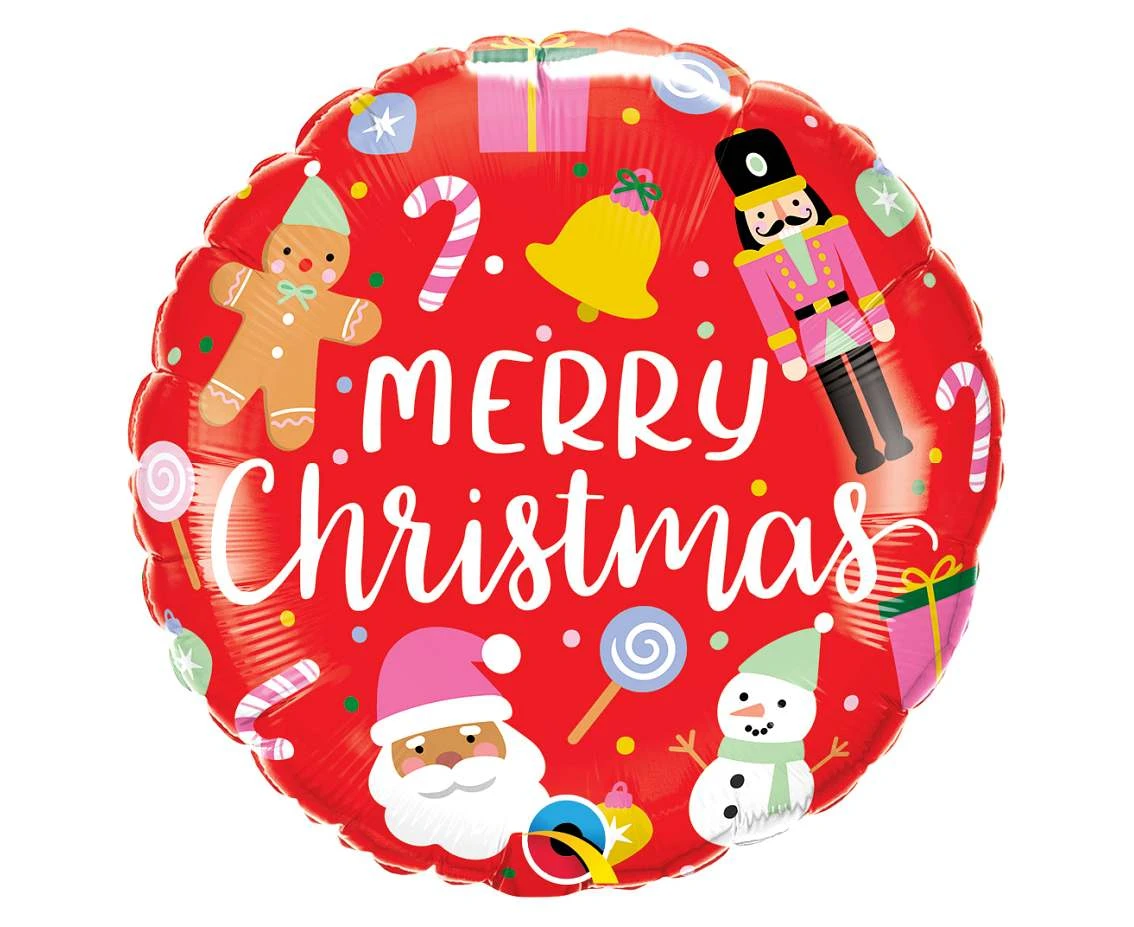 Foil balloon 18" QL RND "Merry Christmas" (Christmas decoration) EOL