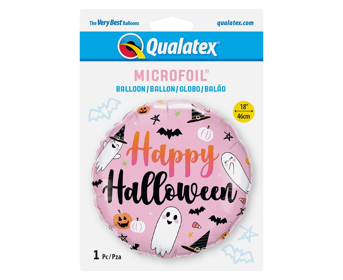 Foil balloon 18" QL RND ""Happy Halloween" (cute ghosts) EOL