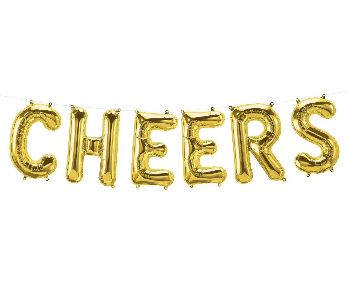 Foil balloon 16" QL "Cheers" letters, gold EOL