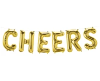 Foil balloon 16" QL "Cheers" letters, gold EOL