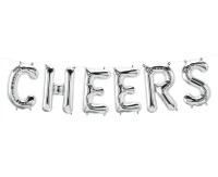 Foil balloon 16" QL "Cheers" letters, silver EOL