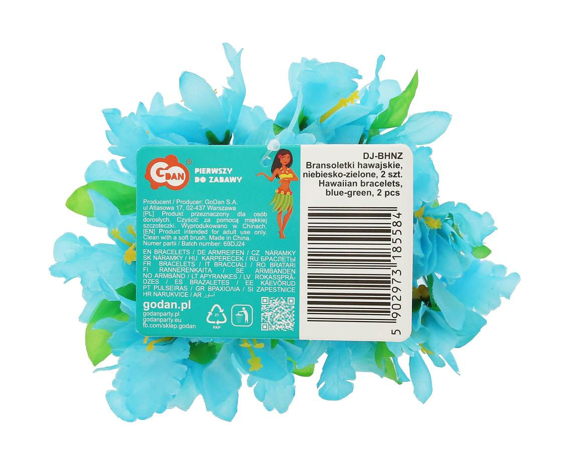 Hawaiian bracelets, blue-green, 2 pcs.