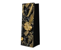 PAW Wine gift bag Gold Leaves, 12x10x37 cm