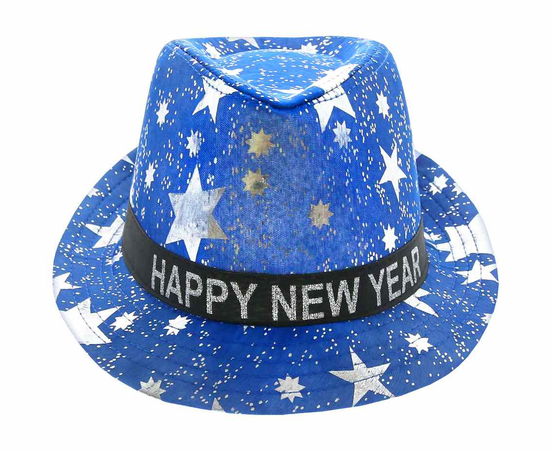 Happy new year hat, blue with stars EOL