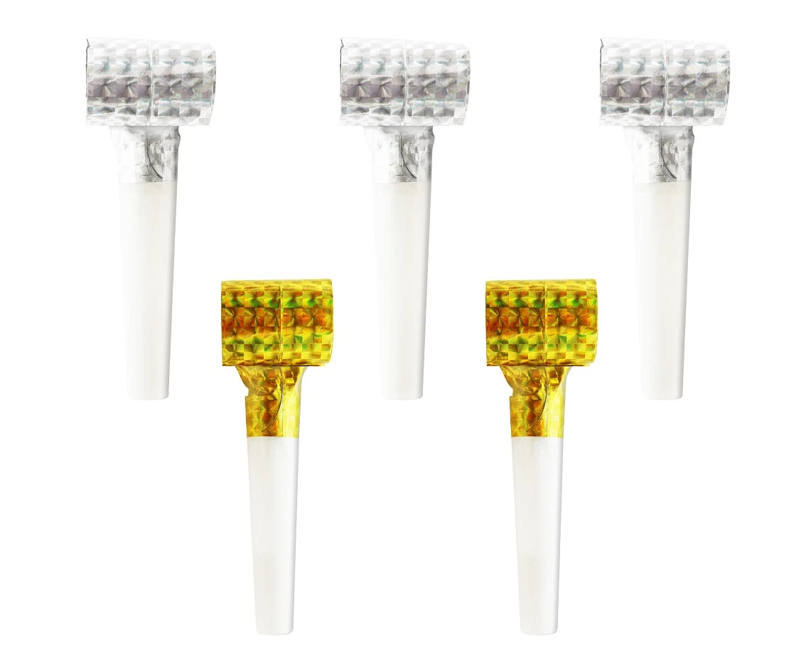 Set "5 holographic blowouts", gold-silver