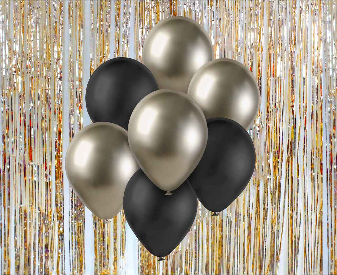 Balloon bouquet B&C, prosecco-black / 7 pcs