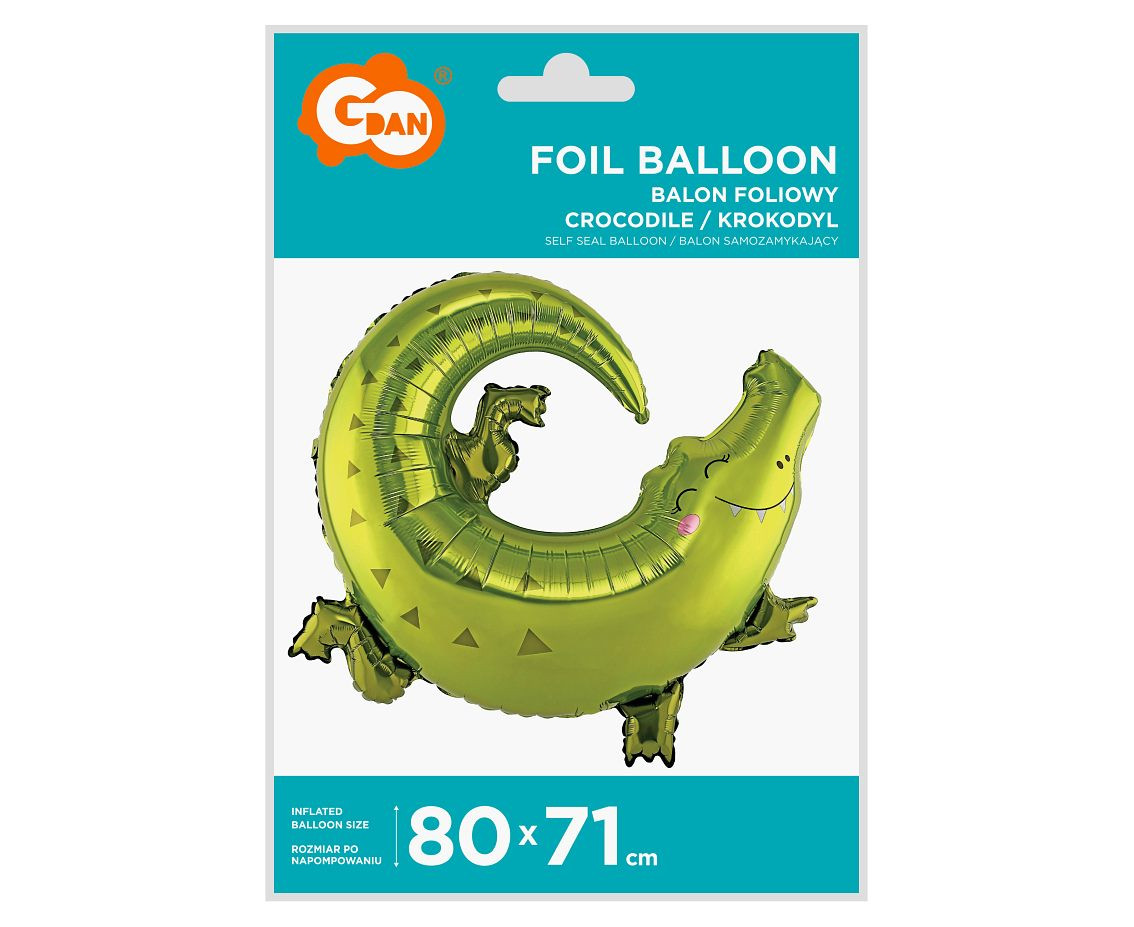 Foil balloon Crocodile, 80x71 cm EOL