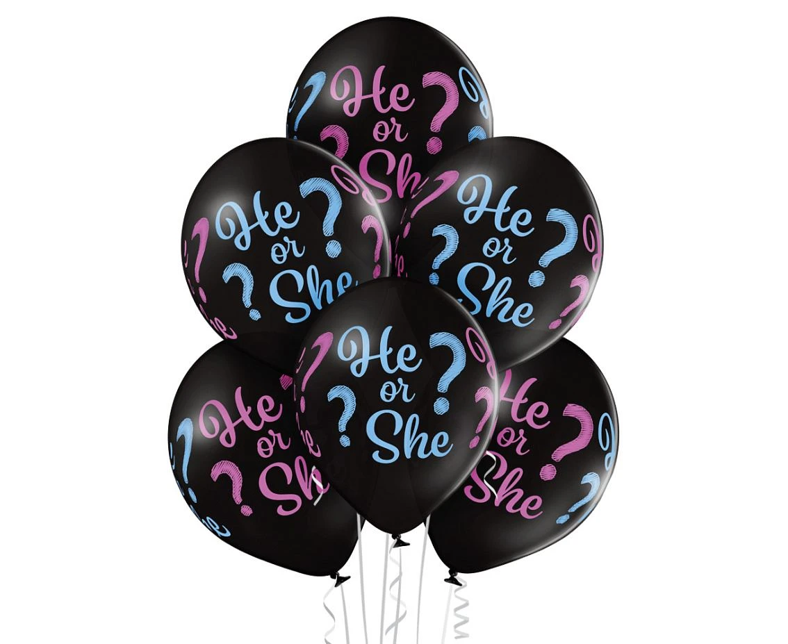 Balloons Belbal 12", D11, He or She black, 6pcs