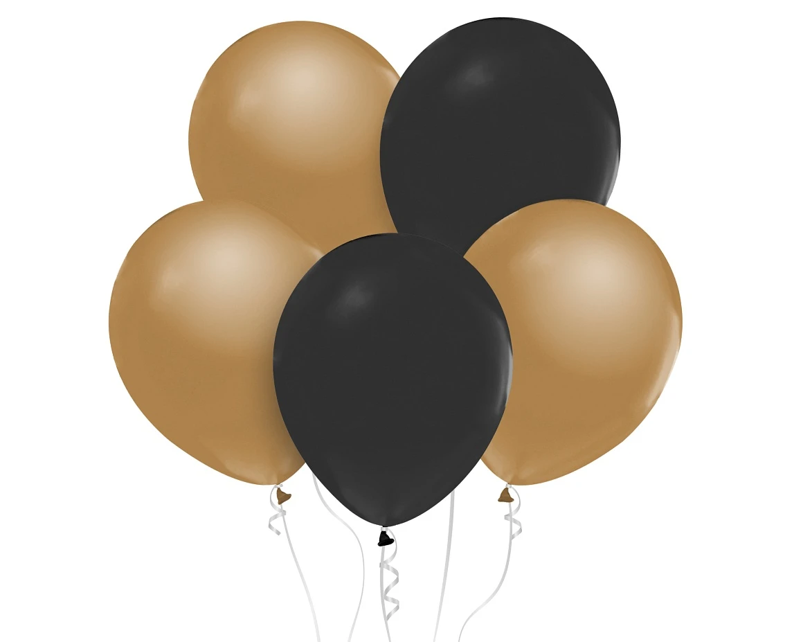 Balloons B&C 12", metallic gold and black, 10pcs