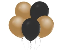 Balloons B&C 12", metallic gold and black, 10pcs