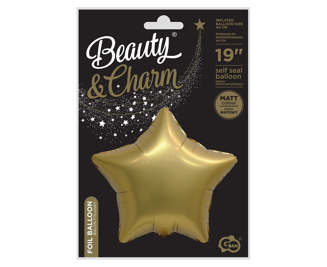 Foil balloon B&C "Star" antique gold matt, 19"
