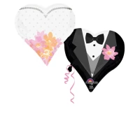 Foil Balloon SHP Wedding Couple (hearts), 76x63 cm, Packaged EOL