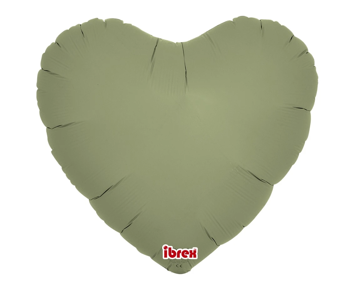 Foil balloon Ibrex Hel, heart 14", Sage Green, 5 pcs.