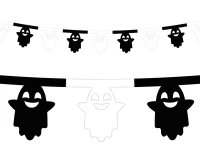 Ghost paper garland, white-black, 18.6x20x360 cm